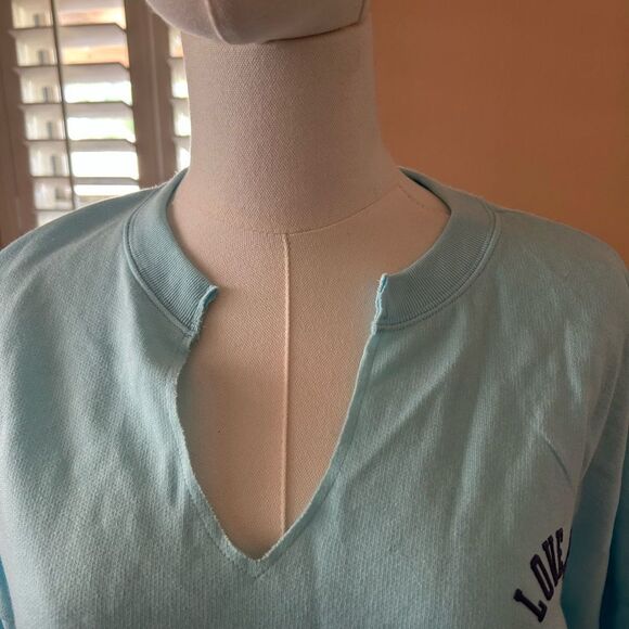 Victoria's Secret PINK Blue W/Logo Varsity Notch Sweatshirt, size XS , NWT - Picture 4 of 9